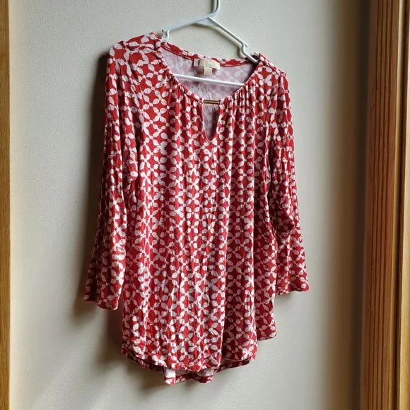 MICHAEL Michael Kors Red & White Geometric Print Jersey Size Small - Picture 4 of 16